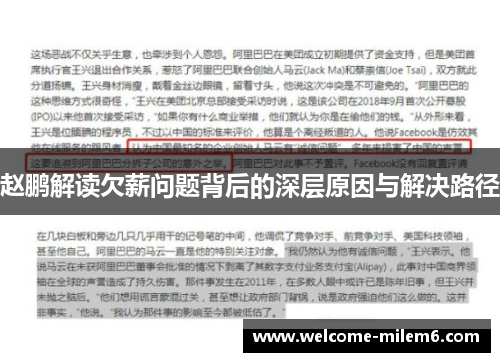 赵鹏解读欠薪问题背后的深层原因与解决路径